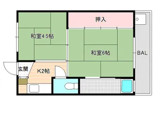 ビレッジハウス法善寺3号棟【2階】の間取り