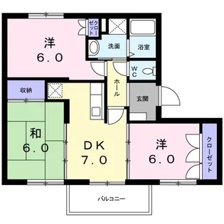 アサヒコーポA【1階】の間取り