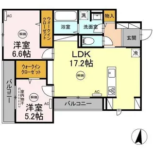 ラパンブラン江平【3階】の間取り