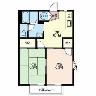 サニーハイツかにらB棟【2階】の間取り