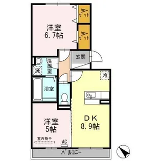 ニューハイツタリカドE【2階】の間取り