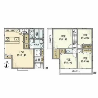 神奈川県座間市緑ケ丘2【一戸建】の間取り