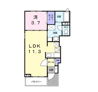 1LDKの間取り画像