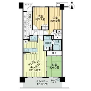 サーパス鴨宮【4階】の間取り
