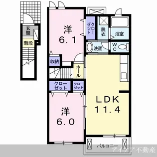 徳島県名西郡石井町石井字石井【アパート】の間取り