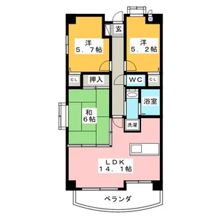 メゾンドール天神【9階】の間取り