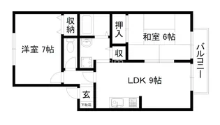 ハイカムール塔南【2階】の間取り