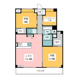 ヴァルム レッヘルン【4階】の間取り