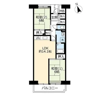 URアーバンハイツ飯塚三丁目【6階】の間取り
