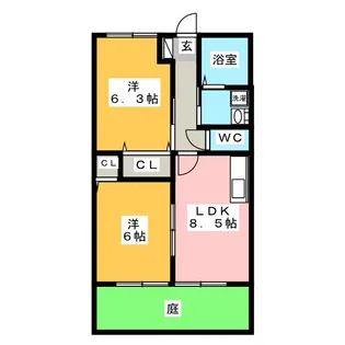 ハイツ沙羅【1階】の間取り