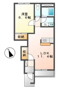 ヴェルジュみのやま【1階】の間取り