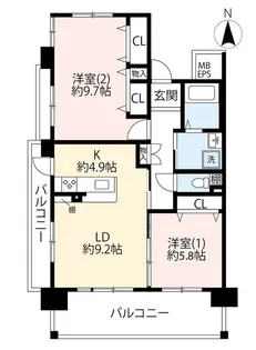 URグリーンヒルズ東久留米【5階】の間取り
