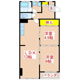 ロワイヤルヒルズ壱番館【4階】の間取り