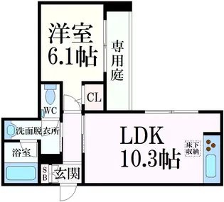 シャーメゾンガーデンズセリシール高羽東館【1階】の間取り