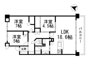 兵庫県芦屋市楠町【マンション】の間取り
