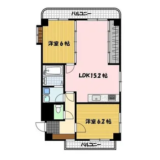 アサヒツインハイツ【4階】の間取り