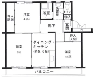ビレッジハウス志染6号棟【2階】の間取り
