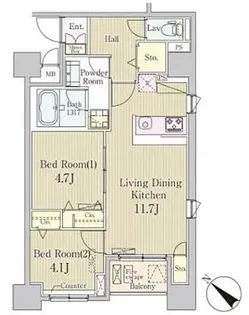 クレール日本橋【6階】の間取り
