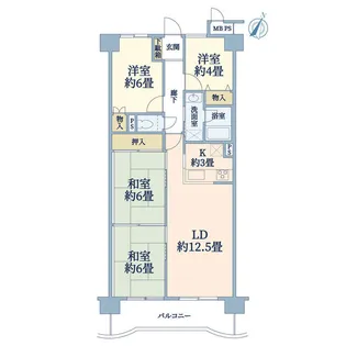 朝日プラザ柏木南棟【2階】の間取り