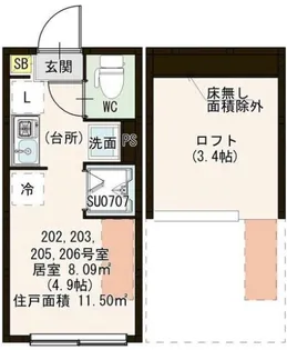 東京都杉並区井草1【アパート】の間取り