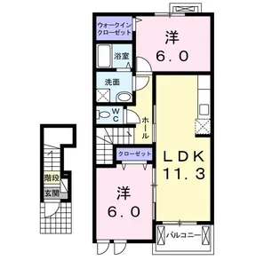 福岡県北九州市小倉南区中吉田6【アパート】の間取り