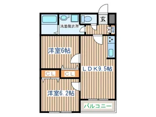 メリディアンなないろの里四番館【2階】の間取り