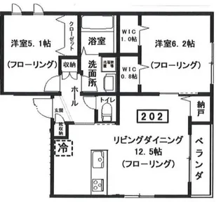 仮へーベルメゾン中央5丁目南棟【2階】の間取り