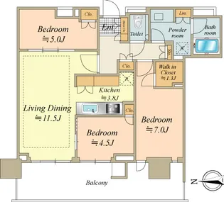 HARUMI FLAG PARK VILLAGE T棟(晴海フラッグパ【32階】の間取り