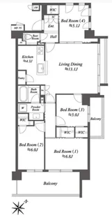 ザ ケンジントン レジデンス横濱片倉【4階】の間取り