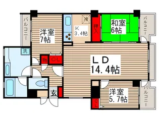 コスモ柏 2【3階】の間取り