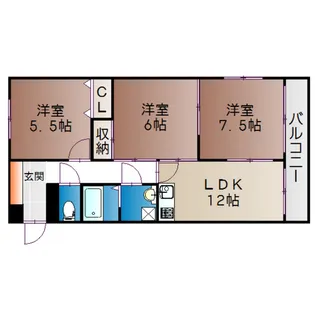メゾフォルテ豊成【3階】の間取り