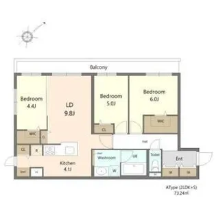 ガーデンクォーツ琴似【4階】の間取り