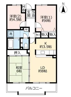 UR奈良・学園前【5階】の間取り