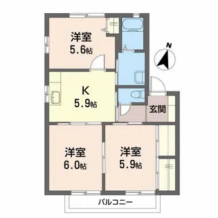 スプリングコートB【2階】の間取り