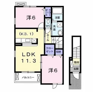 グランデ ストラーダA【2階】の間取り