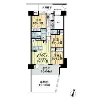 プレサンスロジェ岡山番町【13階】の間取り