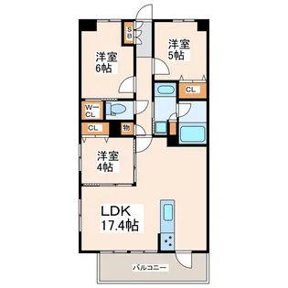 サンパーク新大江グラッセ【6階】の間取り
