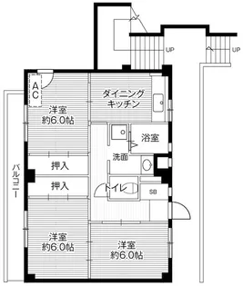 ビレッジハウス秋多3号棟【4階】の間取り