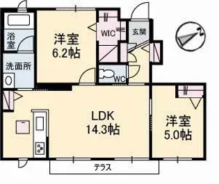 ミレーコラジオ 福田公園 B棟【1階】の間取り