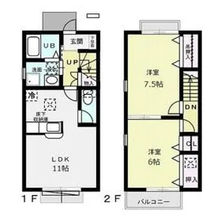 グラス ドミール I【1階】の間取り