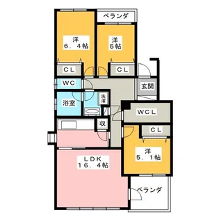 グランドコート A棟【4階】の間取り