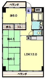 セントラルパークマンション【2階】の間取り