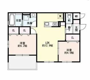 ブル・マリーノ衣掛【1階】の間取り