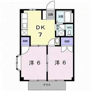 迫間ラッキーハイツII【1階】の間取り