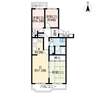 URさがみ野さくら【3階】の間取り