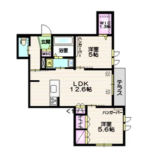 2LDKの間取り画像