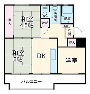 田園青葉台住宅団地13号棟【2階】の間取り