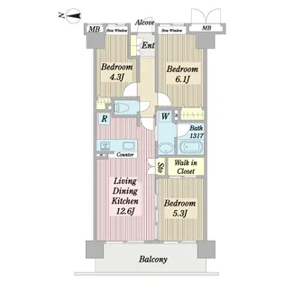 コスモ錦糸町グランステージ【4階】の間取り