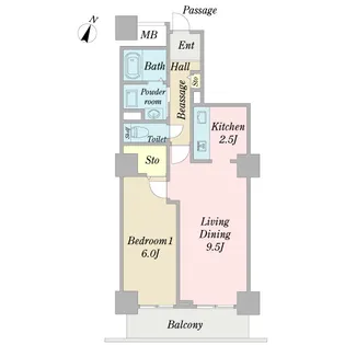天王洲ビュータワー(SA借上)【18階】の間取り
