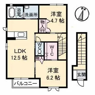 シャーメゾンJUNO D棟【2階】の間取り
